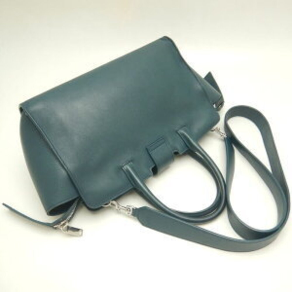 SAINT LAURENT Downtown Cabas Handbag Leather Green - Picture 3 of 9